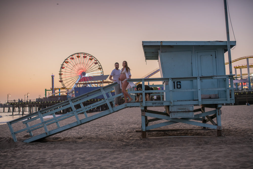 Sunset Maternity Session at the Beach by Los Angeles Birth photographer Diana Hinek in Santa Monica, California