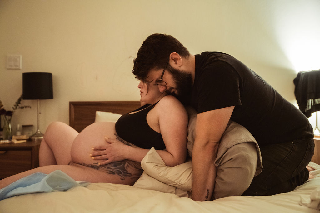 Color image of homebirth during the full moon with Los Angeles birth photographer Dear Birth