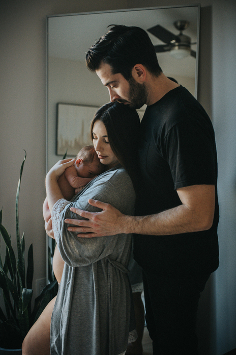 Moment of family tenderness captured by Los Angeles birth photographer and videographer Dear Birth